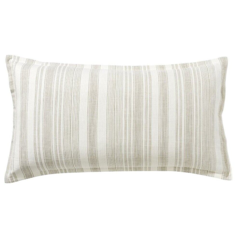 Pottery Barn King Sham Hawthorn Stripe Yarn Dyed Taupe NWT